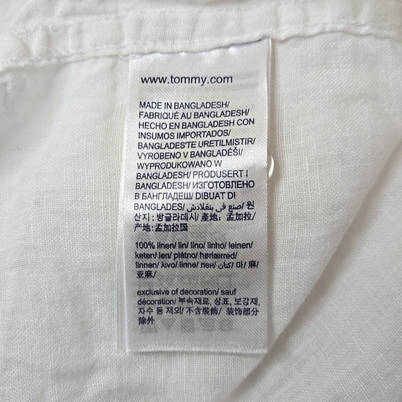 🌿Tommy Hilfiger Optic White Linen Regular Fit Button Down Shirt, Size M ~ EUC - Picture 9 of 10